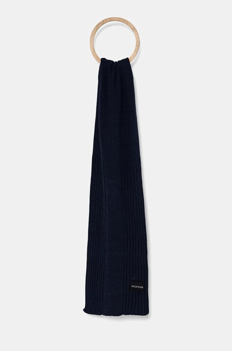 Tommy Hilfiger fular barbati, culoarea albastru marin, neted, AM0AM12837