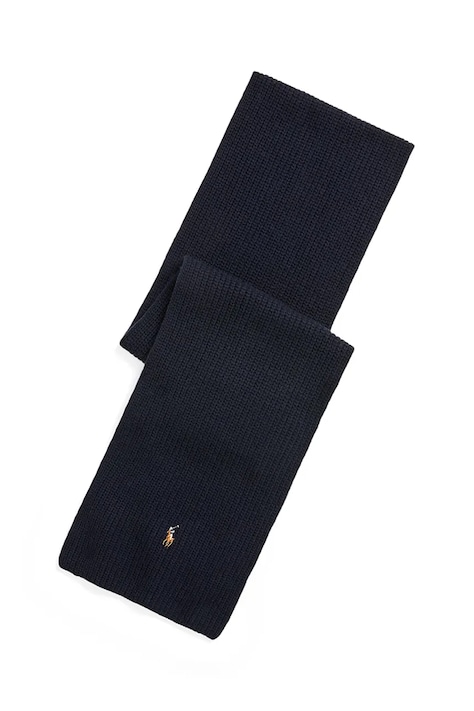 Kratki vuneni šal Polo Ralph Lauren boja: tamno plava, bez uzorka