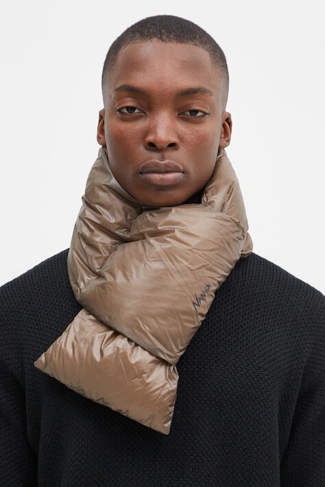 Nanga puff scarf Portable Light Down Muffler brown color smooth NA2243.3C301