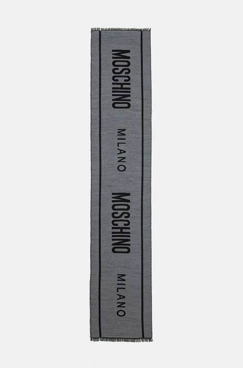 Vlnený šál Moschino šedá farba, vzorovaný, M5791 50229