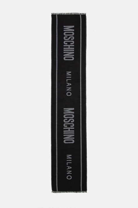 Вовняний шарф Moschino колір чорний візерунок M5791 50229