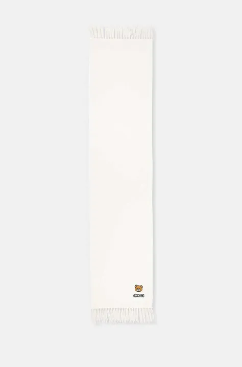 Moschino szalik wełniany kolor beżowy gładki M5783 50124