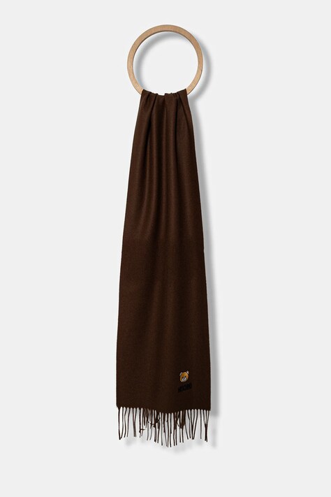 Kratki vuneni šal Moschino boja: siva, bez uzorka, M5783 50124