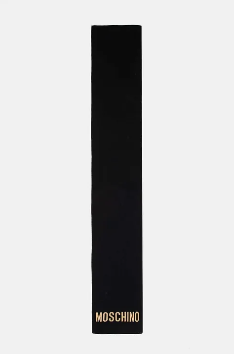 Šál s prímesou vlny Moschino čierna farba, s potlačou, M3133 30718