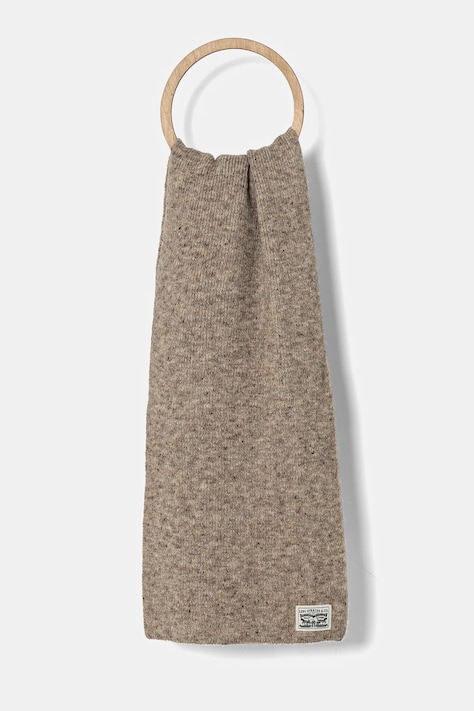 Šátek z vlněné směsi Levi's béžová barva, hladký, 000JB-0004
