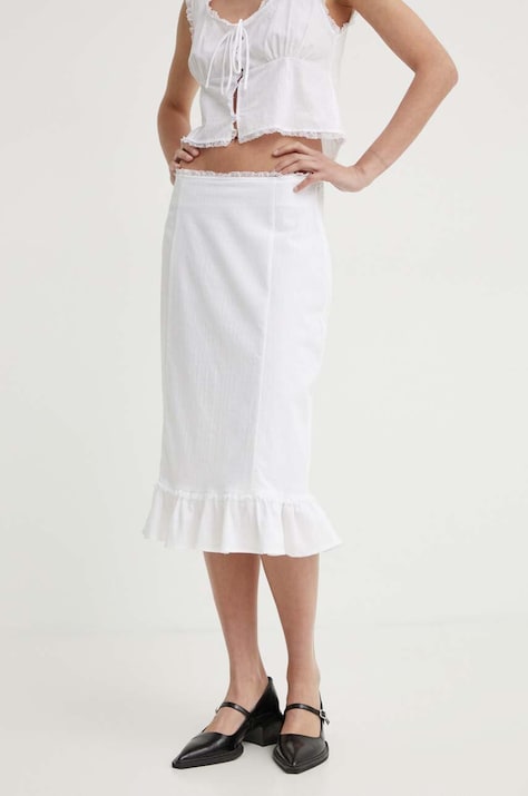 Бавовняна спідниця Résumé BernadetteRS Skirt колір білий midi пряма 121681175