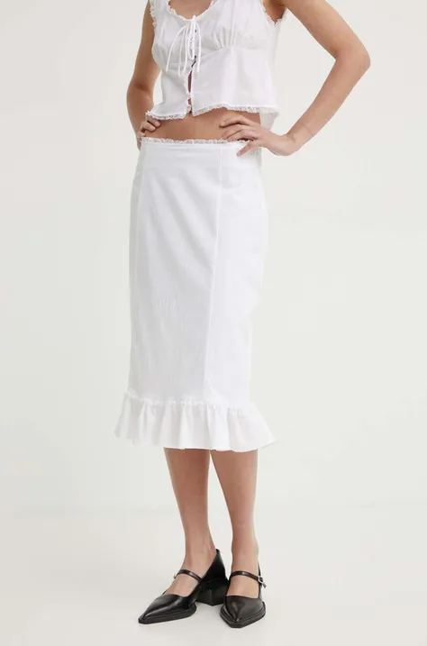 Pamučna suknja Résumé BernadetteRS Skirt boja: bijela, midi, ravna, 121681175