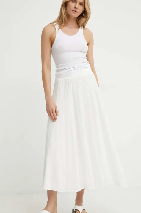 Pamučna suknja Résumé BuranoRS Skirt boja: bijela, midi, širi se prema dolje, 121861183