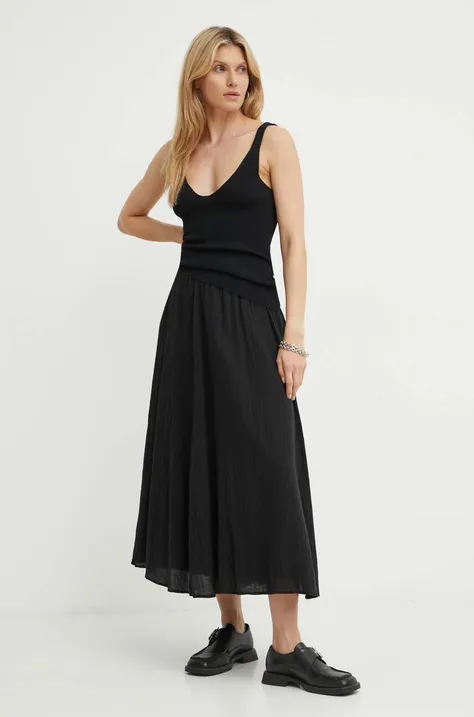 Bavlněná sukně Résumé BuranoRS Skirt černá barva, midi, áčková, 121861183