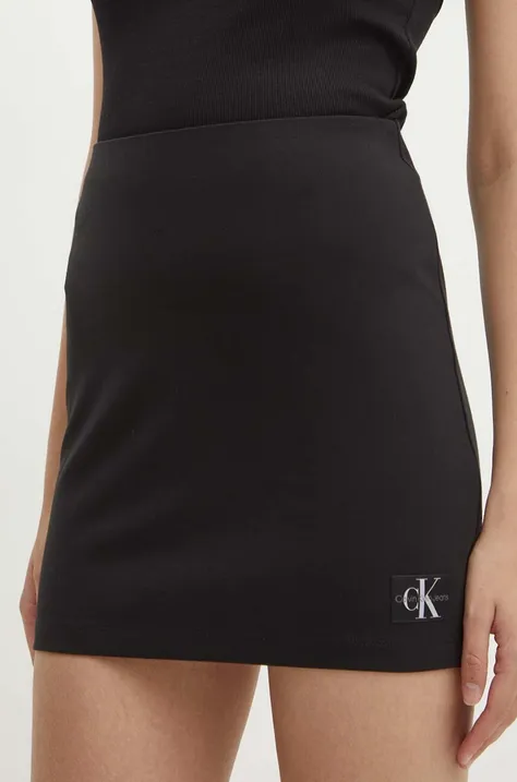 Suknja Calvin Klein Jeans boja: crna, mini, ravna, J20J223608