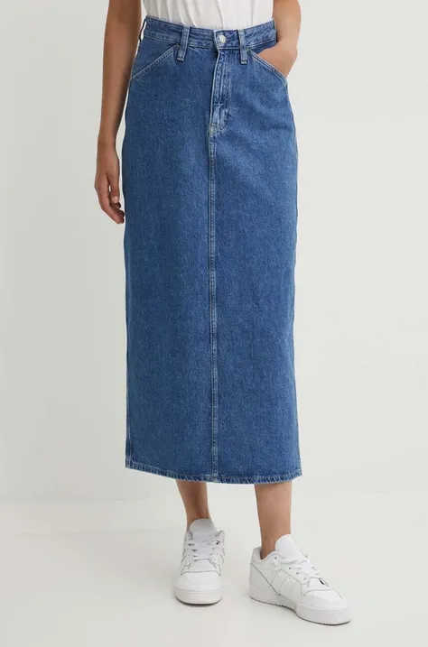 Calvin Klein Jeans spódnica jeansowa kolor niebieski maxi prosta J20J223680