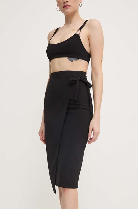 Patrizia Pepe fusta culoarea negru, midi, drept, 8G0431 A6F5