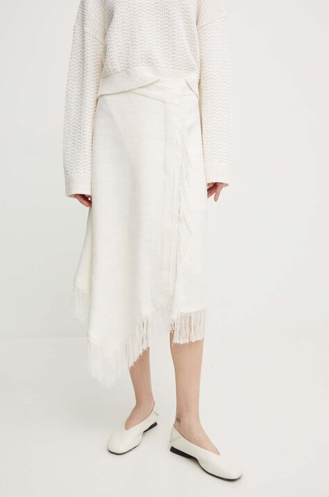 A.L.C. fusta din in Amelie culoarea bej, midi, evazati, 3SKRT00537