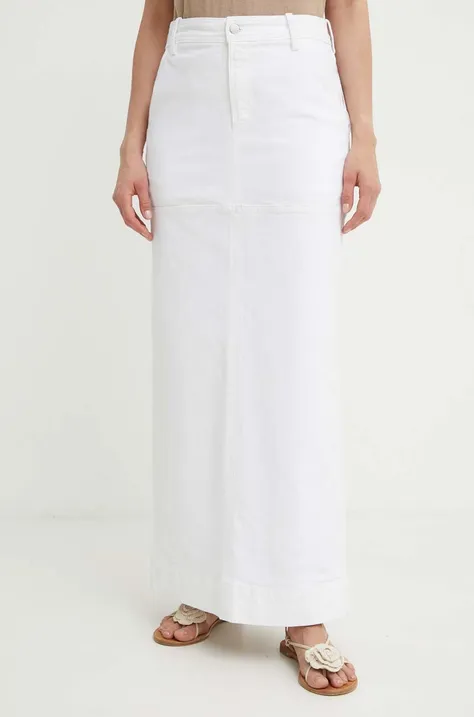 Rifľová sukňa A.L.C. Hunter biela farba, maxi, rovný strih, 3SKRT00538