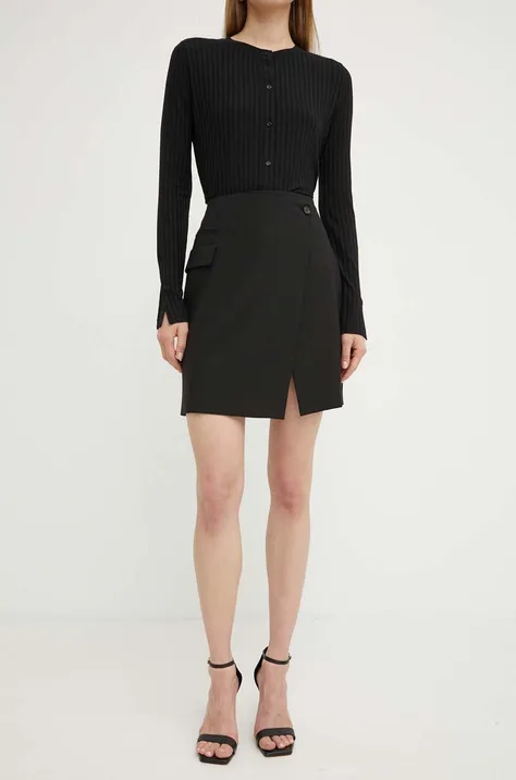 Μάλλινη φούστα BOSS χρώμα: μαύρο, 50521341