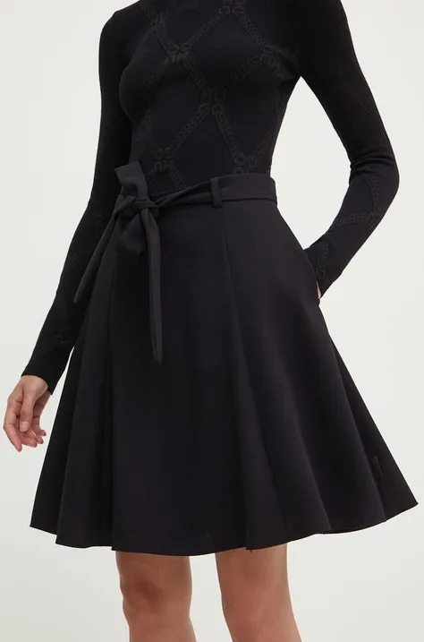 Sukňa HUGO čierna farba, mini, áčkový strih, 50520292