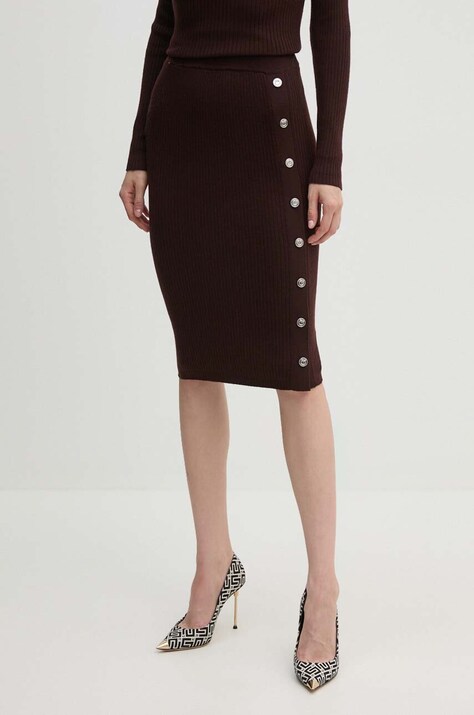 Pinko fusta de lana culoarea maro, midi, creion, 104021 A15S