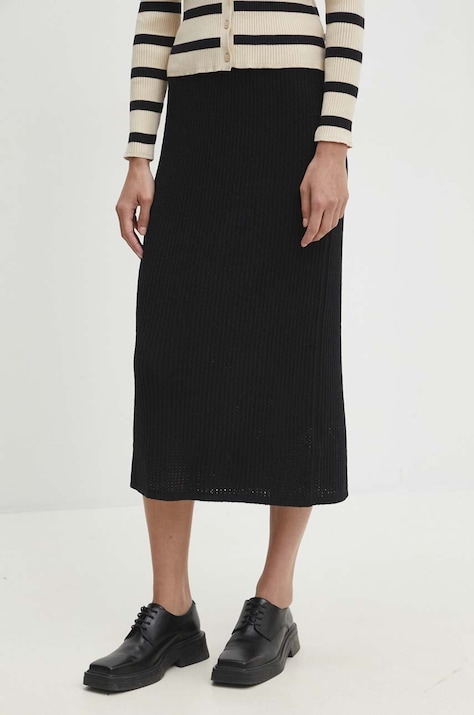 Marc O'Polo fusta DENIM culoarea negru, midi, drept, 5000000267