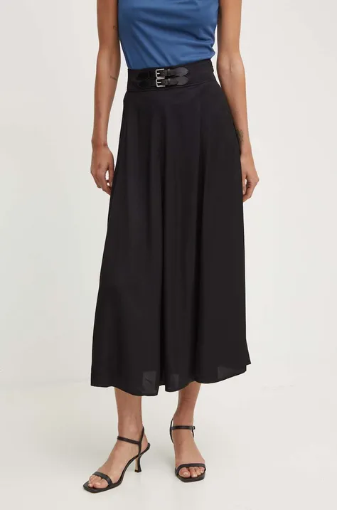 Sukňa Lauren Ralph Lauren čierna farba, maxi, áčkový strih, 200946100