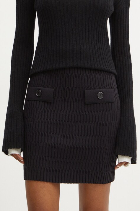 Pinko fusta din amestec de lana culoarea negru, mini, creion, 104362 A27J
