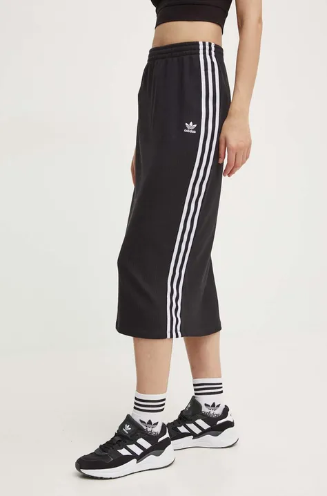 adidas Originals szoknya Knitted Skirt fekete, midi, egyenes, IY7279
