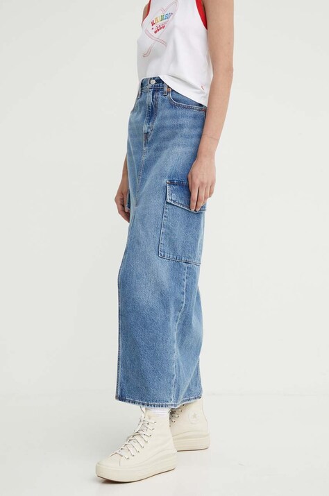 Rifľová sukňa Levi's maxi, rovný strih, 0005S