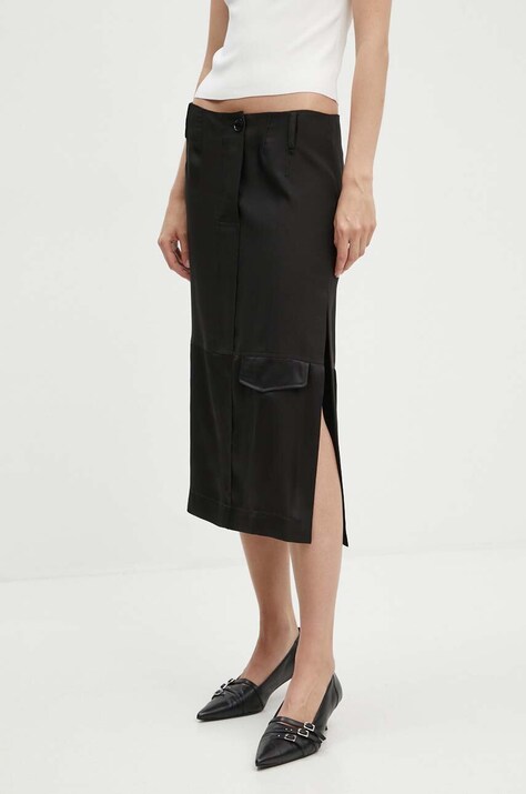 Moschino Jeans fusta culoarea negru, midi, drept, 0113.8229