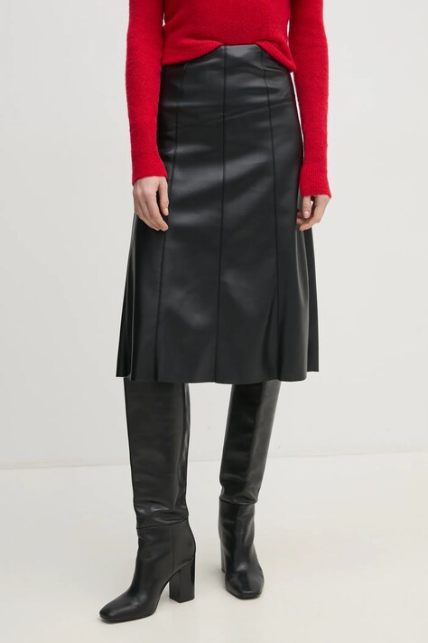 United Colors of Benetton fustă culoarea negru, midi, evazati, 4IVRD004C