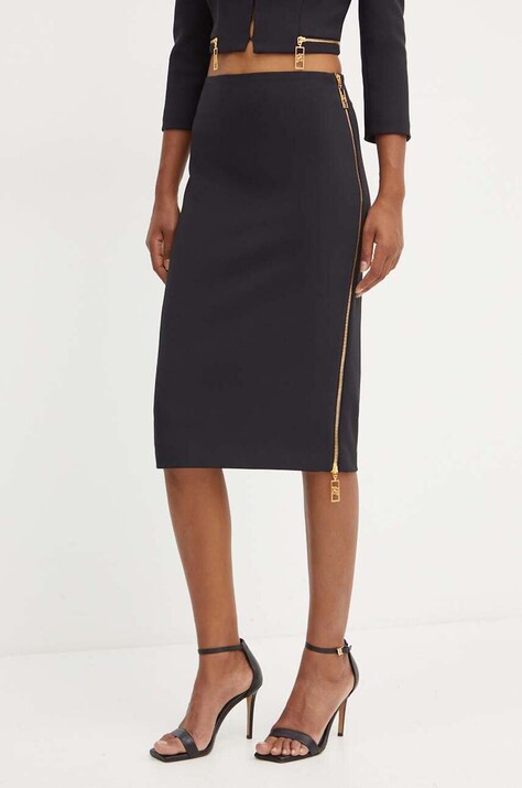 Elisabetta Franchi fusta culoarea negru, midi, drept, GO04746E2