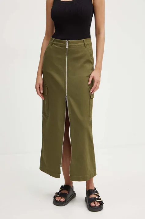 Rifľová sukňa MAX&Co. zelená farba, maxi, rovný strih, 2426106011200
