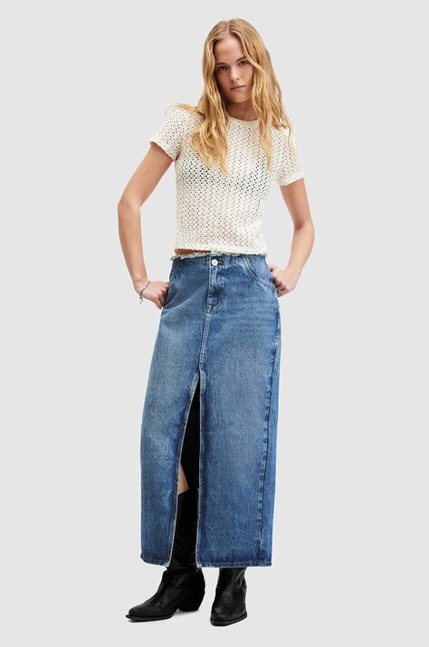Джинсова бавовняна спідниця AllSaints CYRA MAXI maxi пряма W021RA