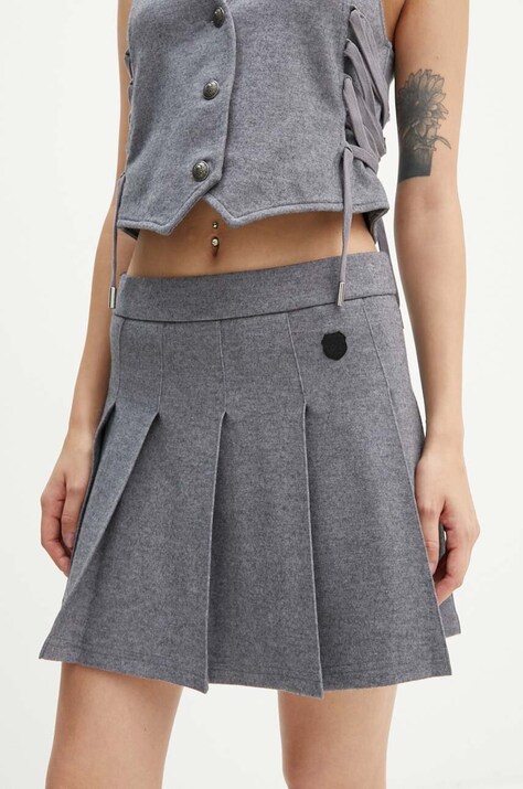 Спідниця з домішкою вовни The Kooples колір сірий mini розкльошена FJUP29022K