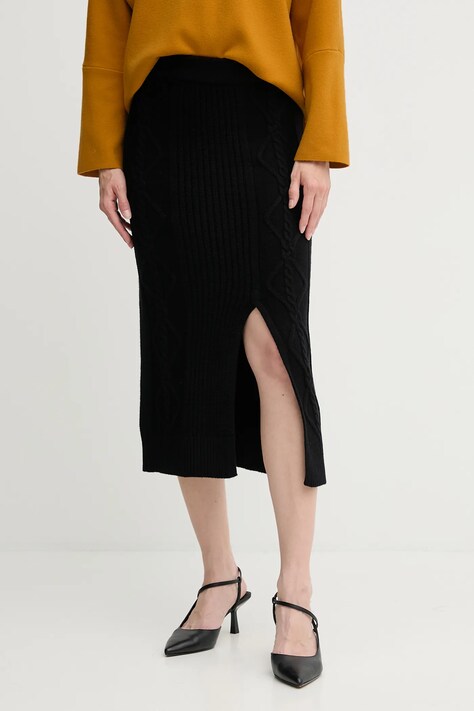 Dkny spódnica kolor czarny midi prosta DJ4R0377