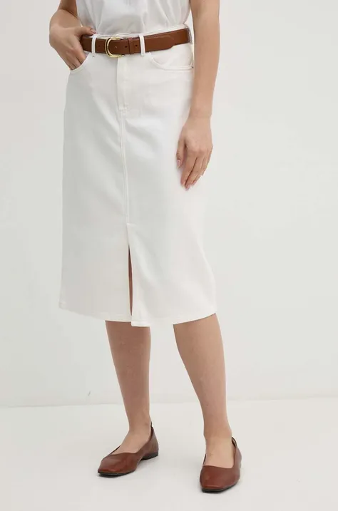 Джинсовая юбка Tommy Hilfiger цвет белый midi карандаш WW0WW44461