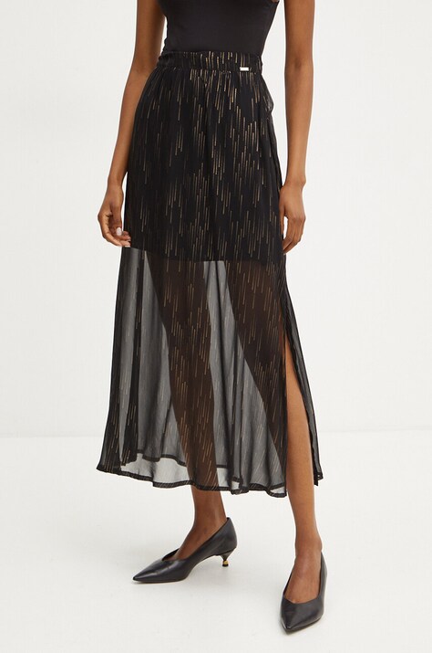 Пола Armani Exchange в черно дълга разкроена 6DYN44 YN2VZ