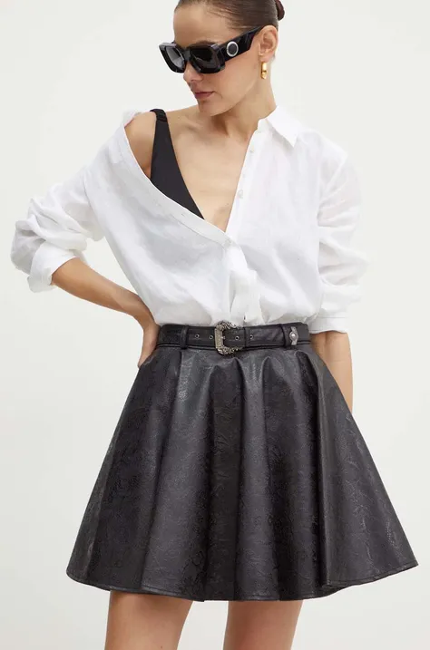 Sukňa Versace Jeans Couture čierna farba, mini, áčkový strih, 77HAE817 Q0007