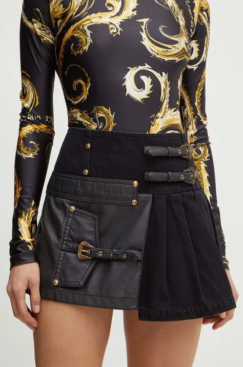 Versace Jeans Couture spódnica kolor czarny mini rozkloszowana 77HAE850 DW012SW0