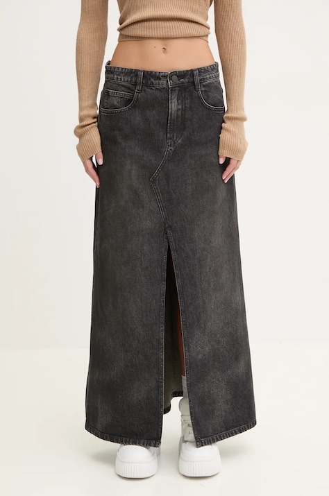 Miss Sixty fustă din denim culoarea negru, maxi, evazată, 6L3KJ5840000