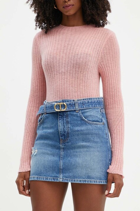 Twinset fustă-pantalon din denim mini, drept, 242TP2561