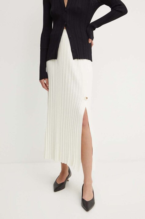 Спідниця Twinset колір бежевий maxi розкльошена 242LI3UDD