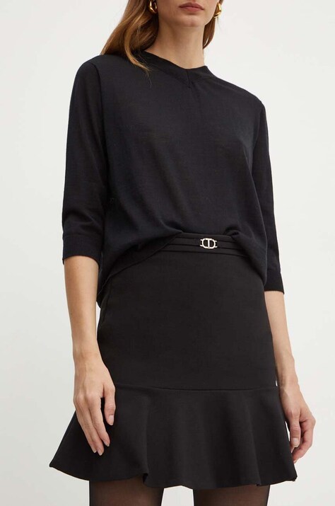 Спідниця Twinset колір чорний mini пряма 242TP224C