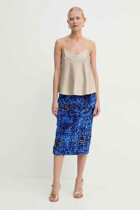 Marella fusta culoarea albastru marin, midi, creion, 2423776052200