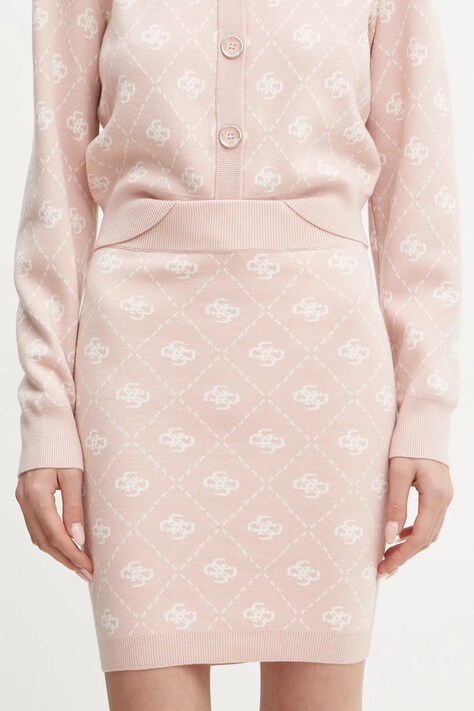 Юбка с примесью шерсти Guess SARAH цвет розовый mini карандаш W4BD0S Z3JD2