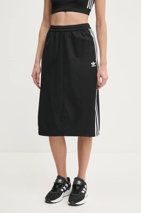 Sukňa adidas Originals Adicolor Classic 3S Skirt čierna farba, midi, puzdrová, IW8461