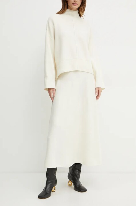 Шерстяная юбка Ivy Oak цвет бежевый maxi расклешённая IO113148