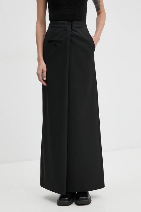 MM6 Maison Margiela fustă culoarea negru, maxi, drept, S62MI0025.M35227
