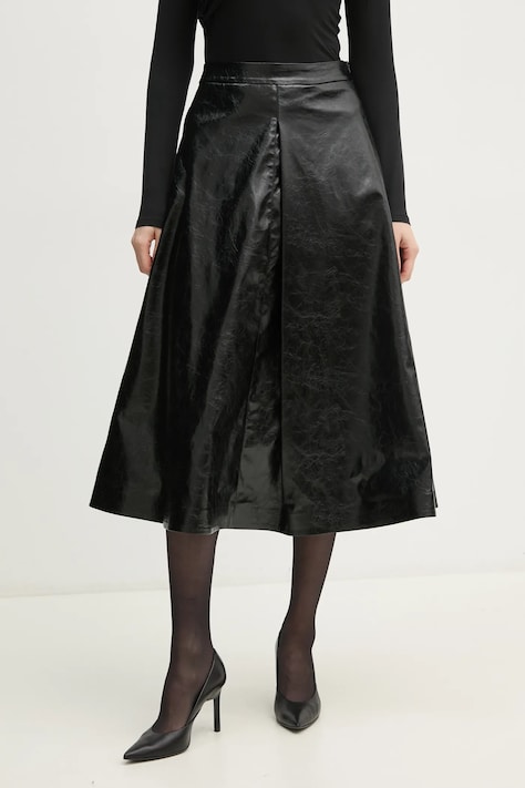 Sisley szoknya fekete, midi, harang alakú, 4XAUL002E