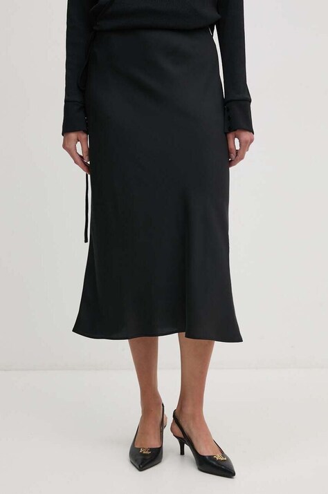 Sukňa Calvin Klein čierna farba, midi, áčkový strih, K20K207994