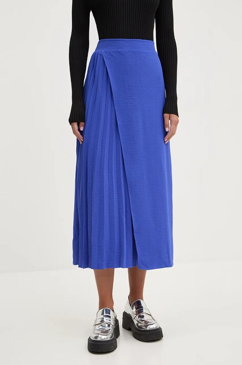Sukn Desigual XINING modr barva, midi, kov, 24WWFW25