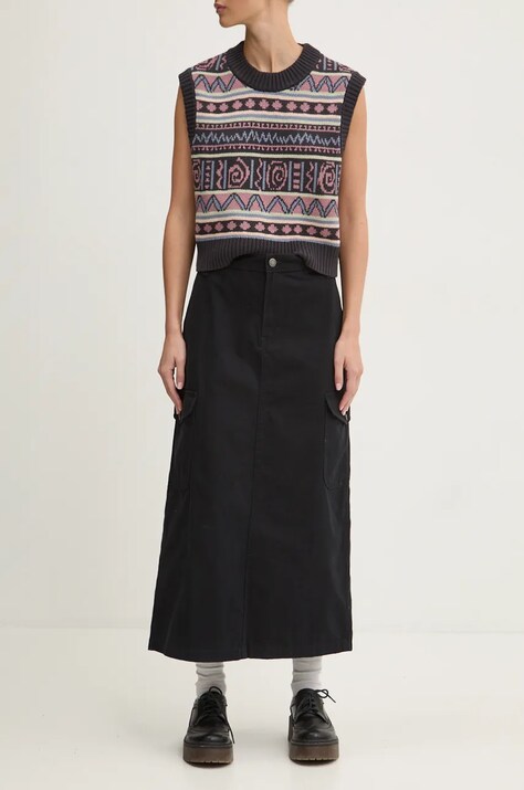 Бавовняна спідниця Dickies DUCK CANVAS колір чорний midi розкльошена DK0A4Z2R